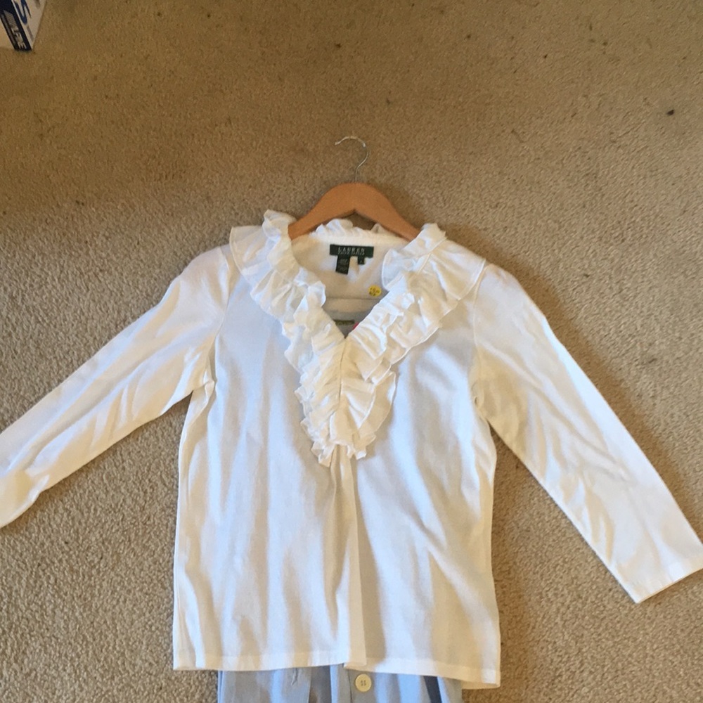 Ralph Lauren white ruffle blouse